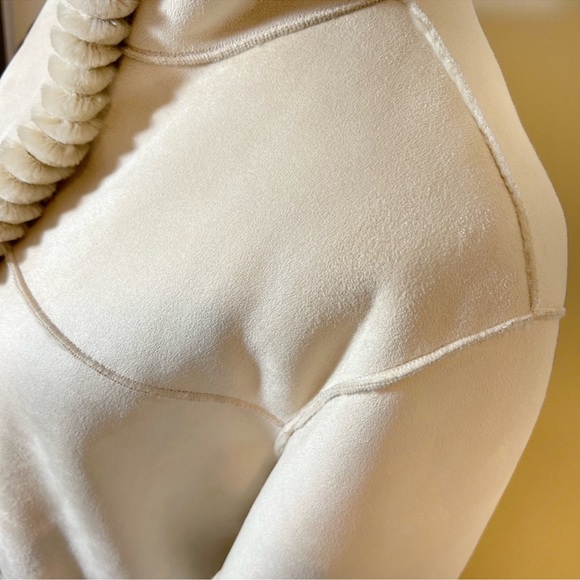 Faux Suede Ranch Sherpa Teddy style coat Faux Fur Lining Size M/L Liz Claiborne - Picture 13 of 15